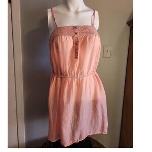 Aerie Y2K Pink Babydoll Mini Dress Floral Embroidered Cotton Silk Small Coquette